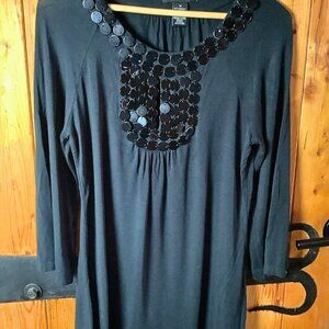 BCBGMaxAzria Black Top with Heavy Ornate Beading | Medium